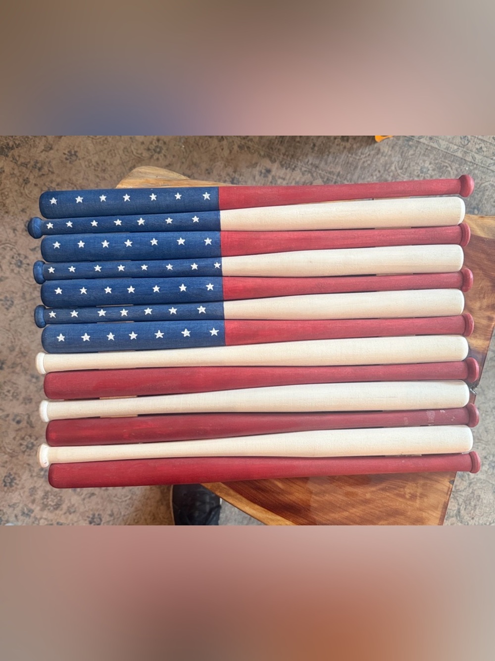 Kids baseball American Flag Wooden Wall Art - Handpainted Stars & Stripes